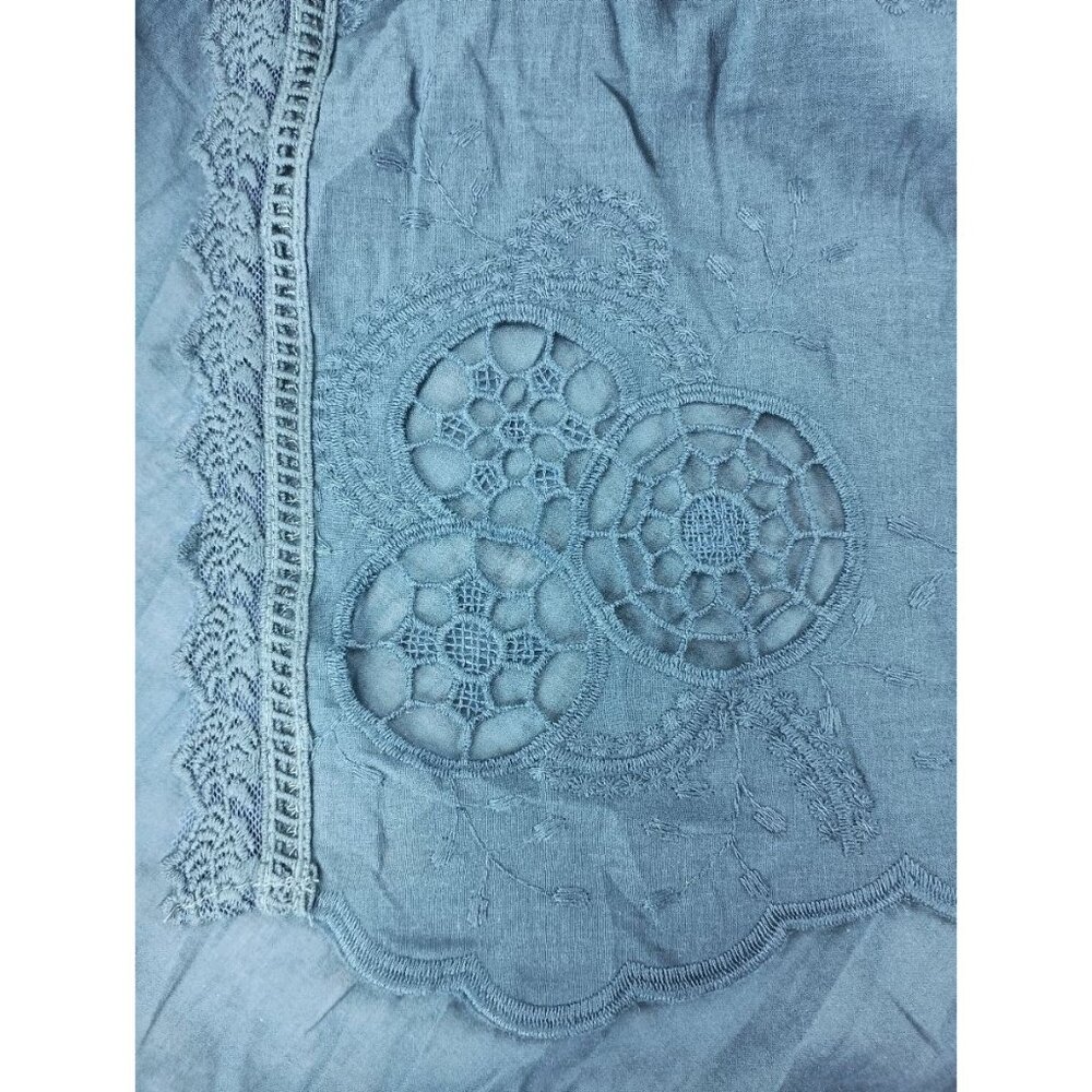 Penelope Rose Blue Cardigan Crochet Lacy Open Front Flowy Boho Beach Coverup Wom - Picture 6 of 7